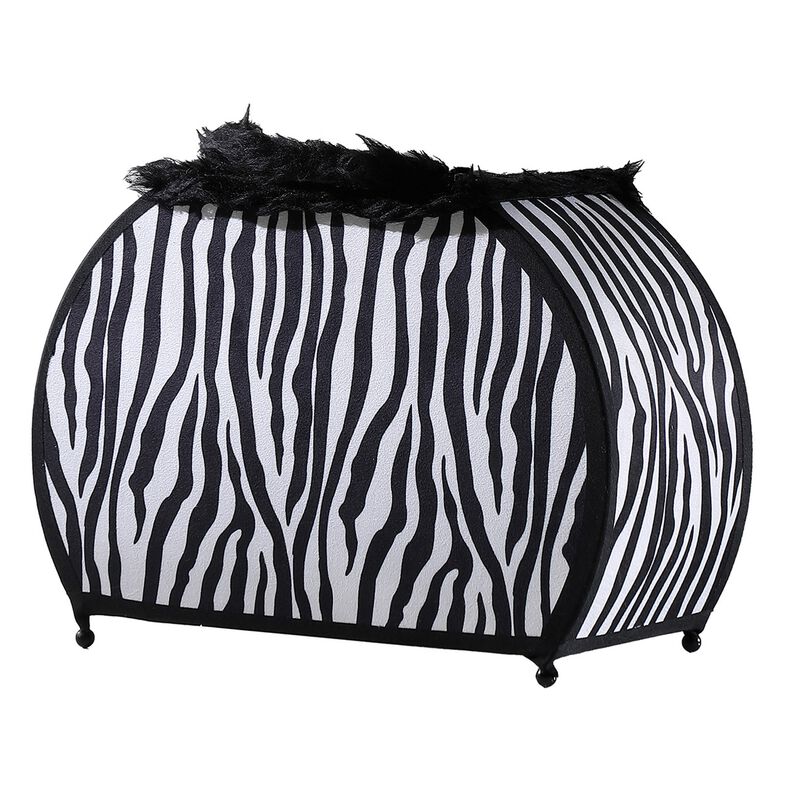Wigi 12 Inch Accent Lamp, Purse, Zebra Animal Print, Black White Faux Fur image number 2