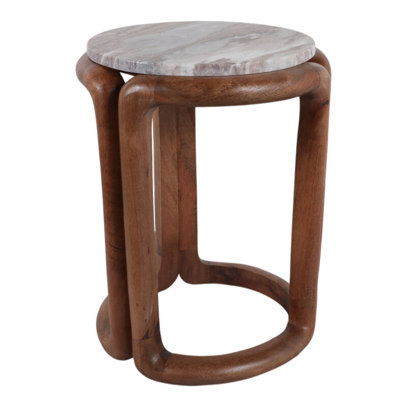 18x14" Marble Top Inlay Wood Accent Table image number 1