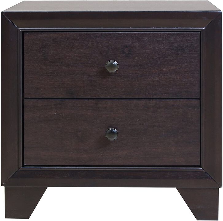 Solid Wood 2-Drawer Nightstand with Storage
