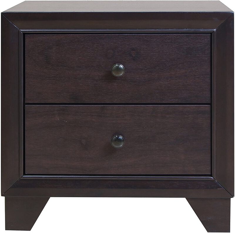 Solid Wood 2-Drawer Nightstand with Storage