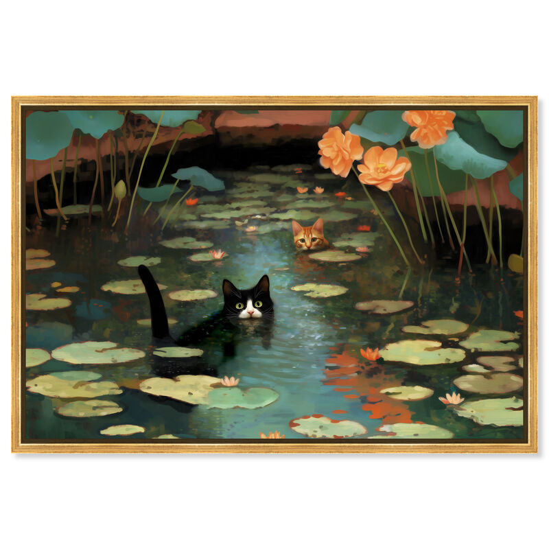 Kitty Pond Peeking I Animals Canvas Print by Art Remedy image number 0