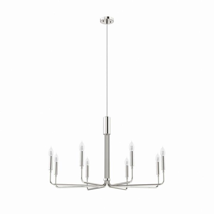 Modway Rekindle 8-Light Chandelier in Polished Nickel, Silver, 25 x 47.5 x 77.5