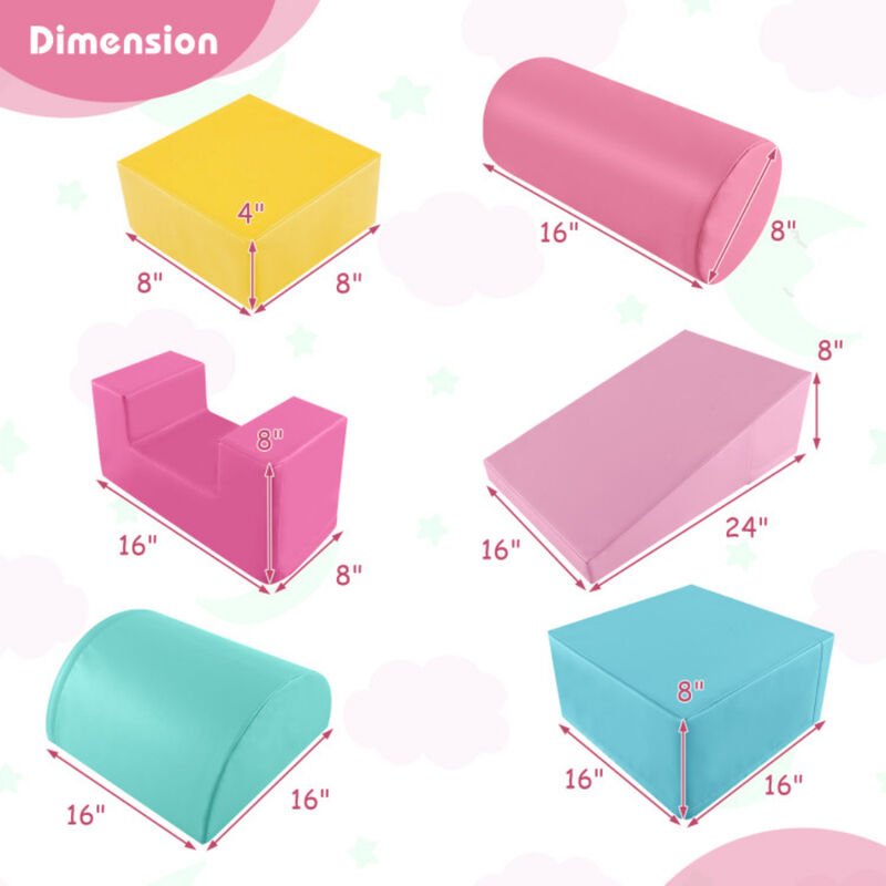 6-Piece Modular Foam Climbing Play Blocks for Toddlers &ndash; Indoor Activity Set image number 2