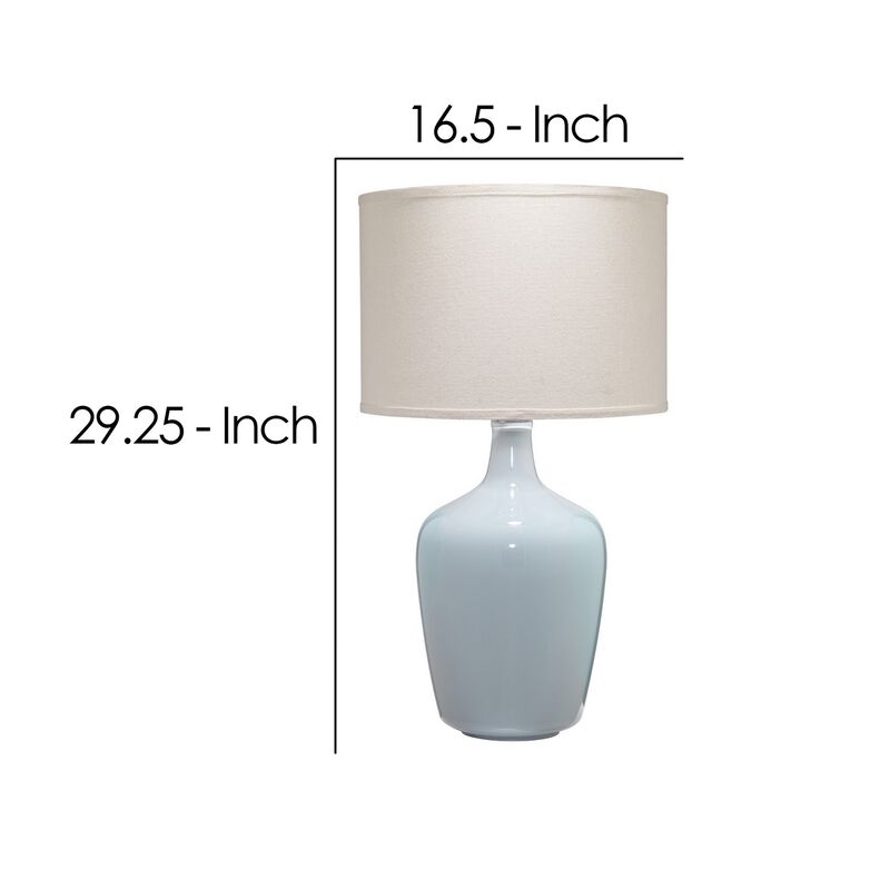 Table Lamp with Bellied Shape Ceramic Base, Gray - Benzara