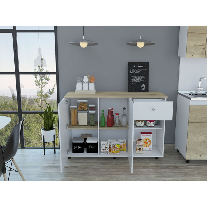 Streamdale Sayville 2-Drawer 2-Shelf Kitchen Island White And Pine