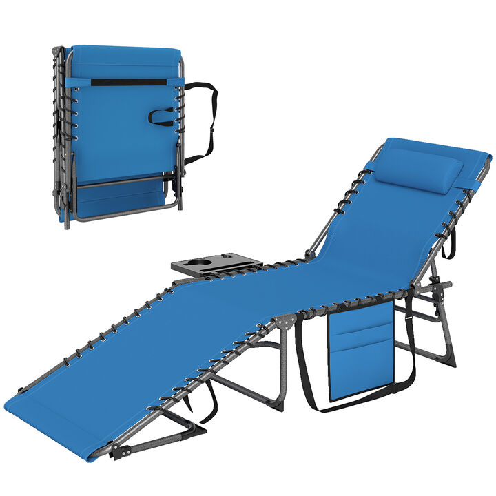 Hivvago Folding Outdoor Chaise Lounge Chair with Side Table