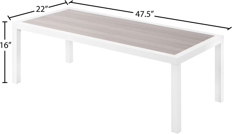 Meridian Furniture Nizuc Grey Wood Look Accent Paneling Outdoor Patio Aluminum Coffee Table image number 5