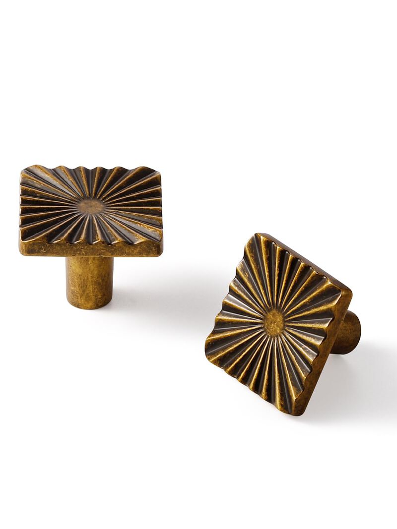 JIASENBAO 5 Pack Antique Brass Cabinet Knobs Square Vintage Drawer Pulls Bathroom Dresser Handles Hardware Zinc Alloy