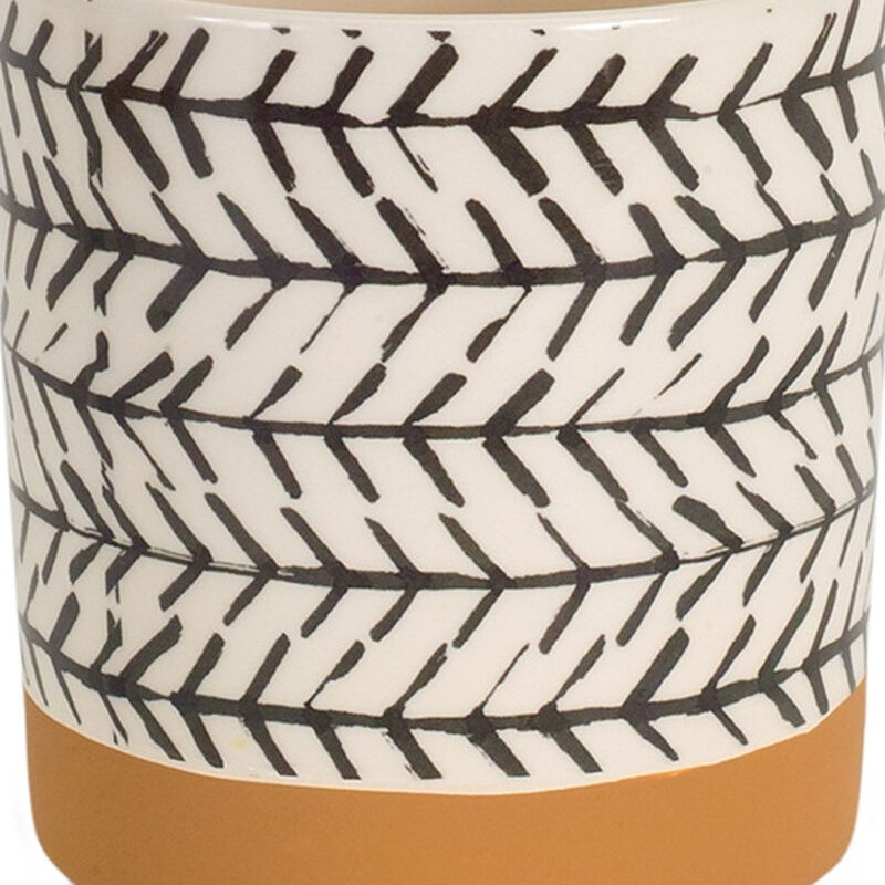 Hivvago Set of Four Cream Dolomite 3 Ounce Round Pot Planters