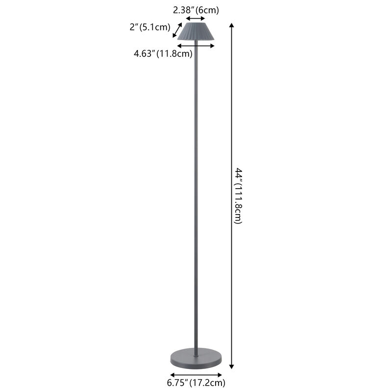 Mallory 44" Modern Minimalist Indoor/Outdoor Iron Pleated Shade Rechargeable/Cordless Dimmable Integrated LED Floor Lamp