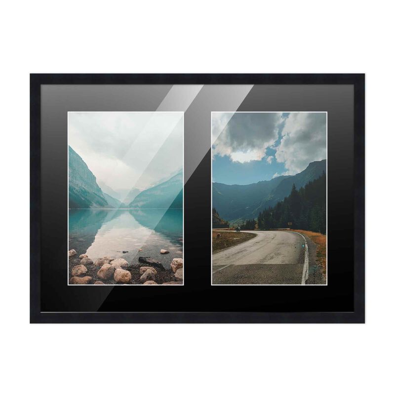 8x10 Wood Collage Frame with Black Mat for 2 4x6 Pictures