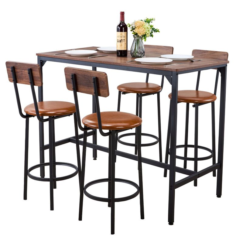 5-Piece Bar Table and Chair Set 47" for Living Room Use image number 5