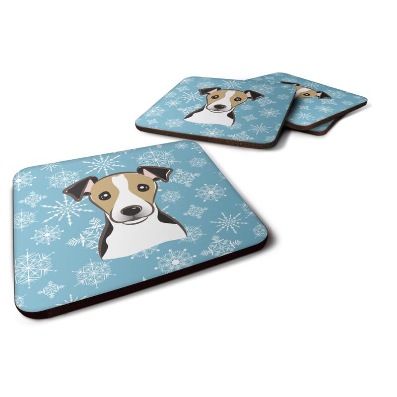 Caroline's Treasures BB1695FC Snowflake Jack Russell Terrier Foam Coasters (Set of 4), 3.5, Multicolor