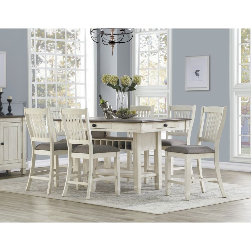 Streamdale 2 Antique White Finish Wood Counter Height Chairs image number 7
