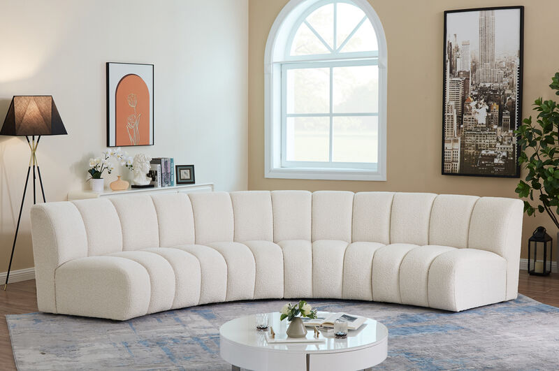 Meridian Furniture Infinity Cream Boucle Fabric 4pc. Modular Sectional image number 1