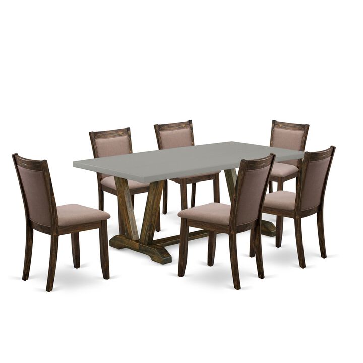 East West Furniture V797MZ748-7 7Pc Dinette Set - Rectangular Table and 6 Parson Chairs - Multi-Color Color