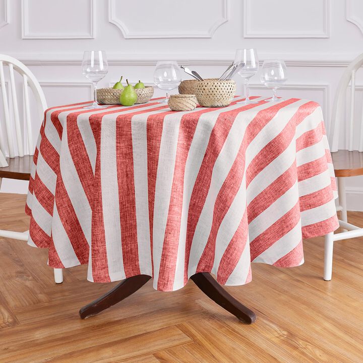 Linen Round Tablecloth - Cabana Stripe