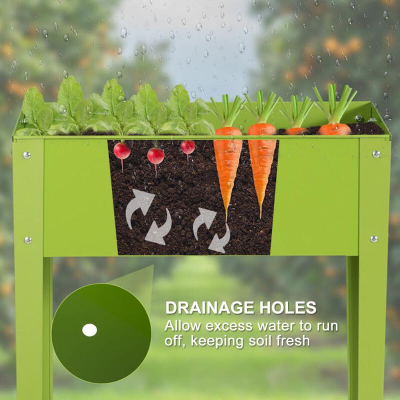 Hivvago 24.5 x 12.5 Inch Outdoor Elevated Garden Plant Flower Bed