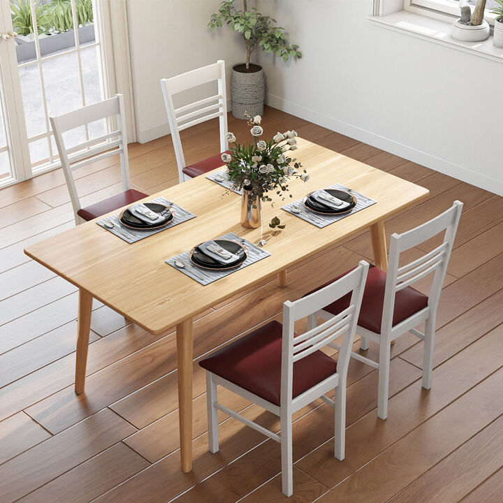Modern Dining Chairs Set of 4 with Rubber Wood Frame for Home