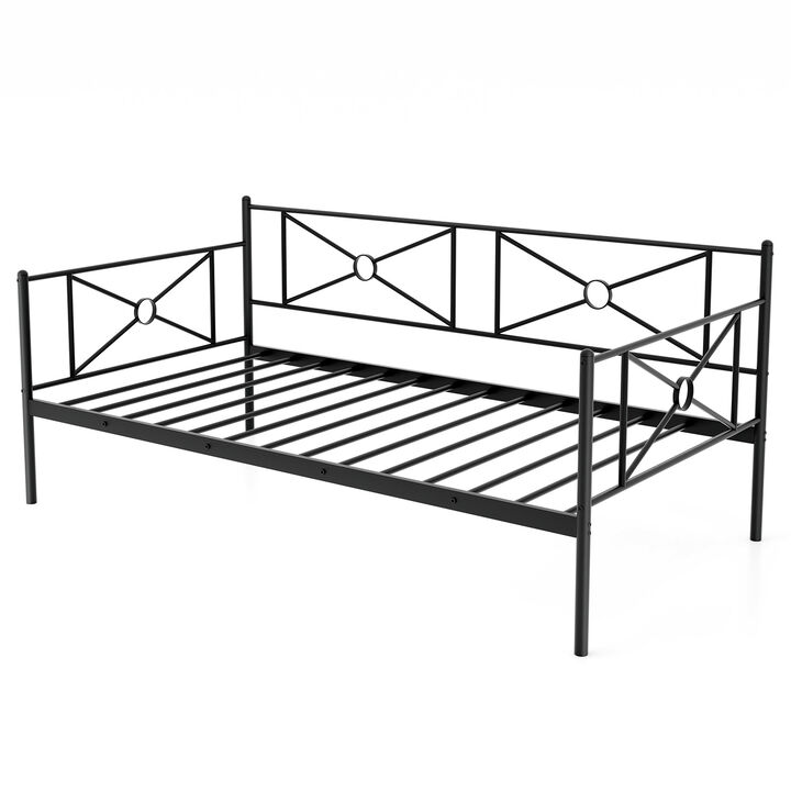 Metal Daybed with Mattress Support – Heavy-Duty Slats and Side Guardrails