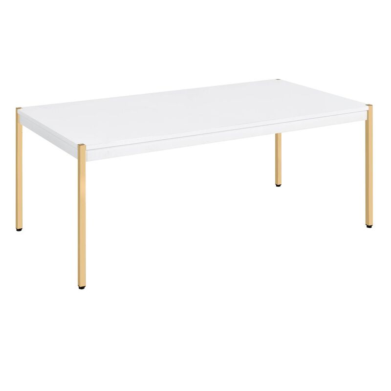 Plethoria Home White and Gold Rectangle Coffee Table
