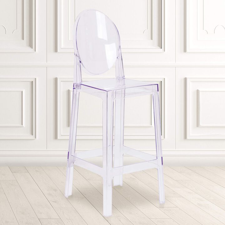 Flash Furniture Ghost Barstool with Oval Back in Transparent Crystal