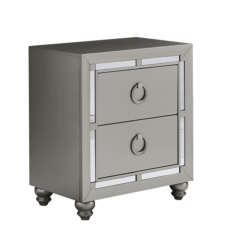 Riley Silver Glam Nightstand with Drawers image number 2