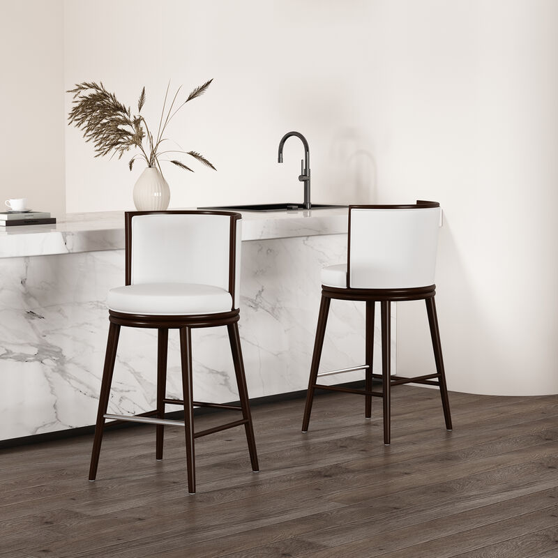 Evalyn White Bar Stools (Set of 2)