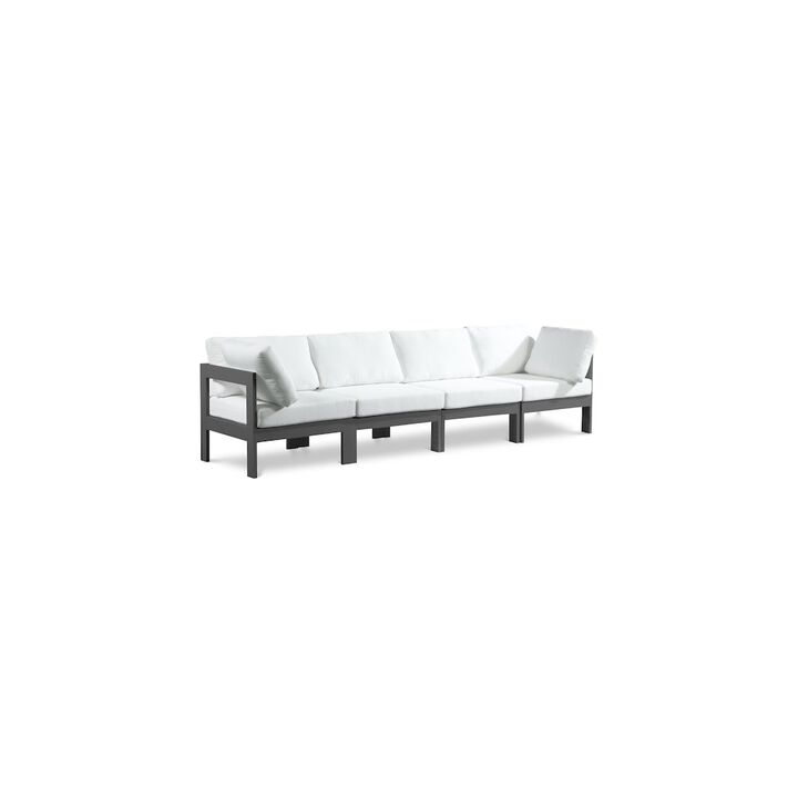 Meridian Furniture Nizuc White Water Resistant Fabric Outdoor Patio Modular Sofa