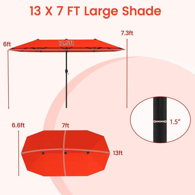 Patio Umbrella Outdoor Double-Sided Table Market Umbrella with Crank Handle
