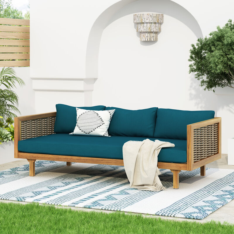 Merax 3 SEATER DAYBED WITH RATTAN ARMS