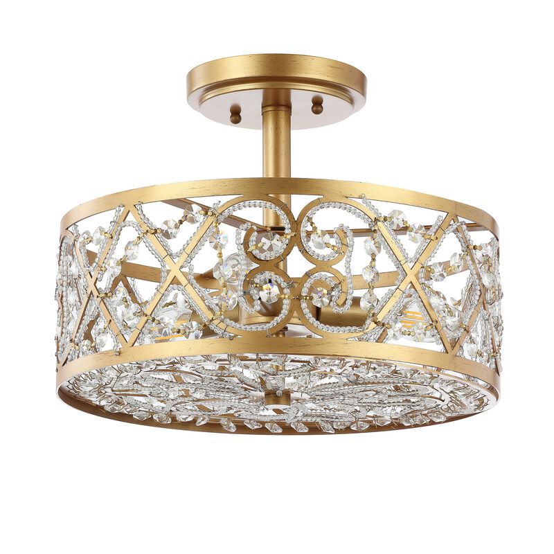 Leila Iron/Crystal Modern Glam LED Flush Mount
