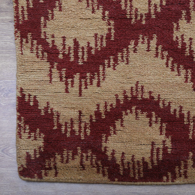 HAND KNOTTED WOOL Geometric AREA RUGS  - Rectangle Shape, Geometric Modern, Medium Pile Handmade Area Rugs for Living Room, Bed Room (N00165) image number 4