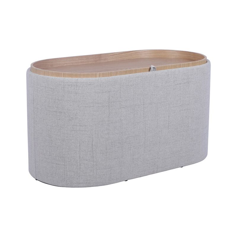 Storage Ottoman with Reversible Wooden Tray Top, Natural