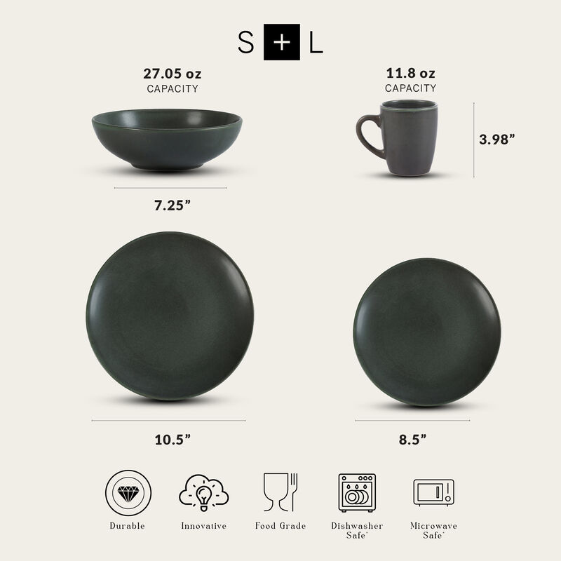 Stone Lain Grao Stoneware 16 Piece Dinnerware Set