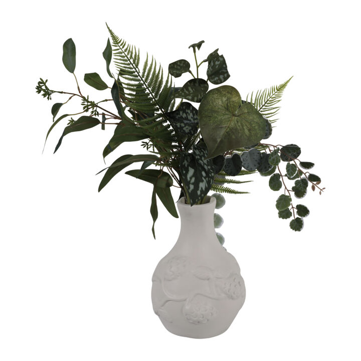 10x8" Embossed Italia Paper Mache Vase, Ivory