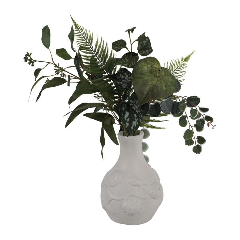 10x8" Embossed Italia Paper Mache Vase, Ivory image number 1
