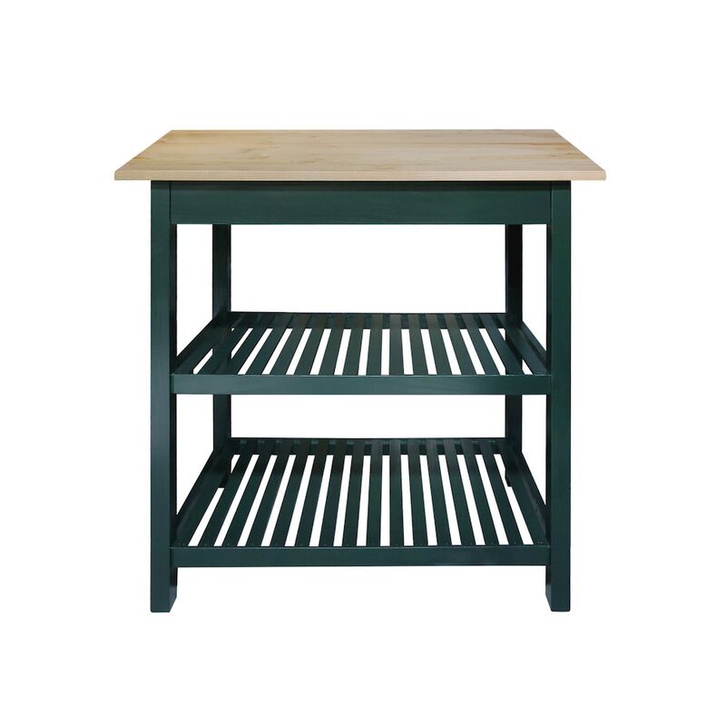 Casual Home Kitchen Island with Solid American Hardwood Top, Hunter Green