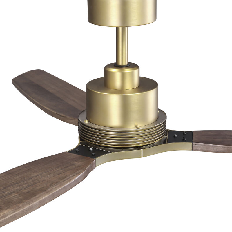 56 in. Soft Brass Dimmable Solid Wood Blades Ceiling Fan with LED Light and Remote