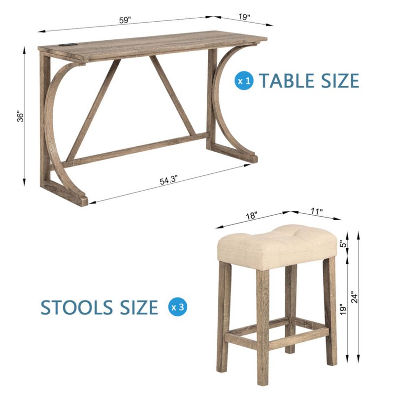 Bunkja Farmhouse Counter‑Height Bar Dining Set image number 9
