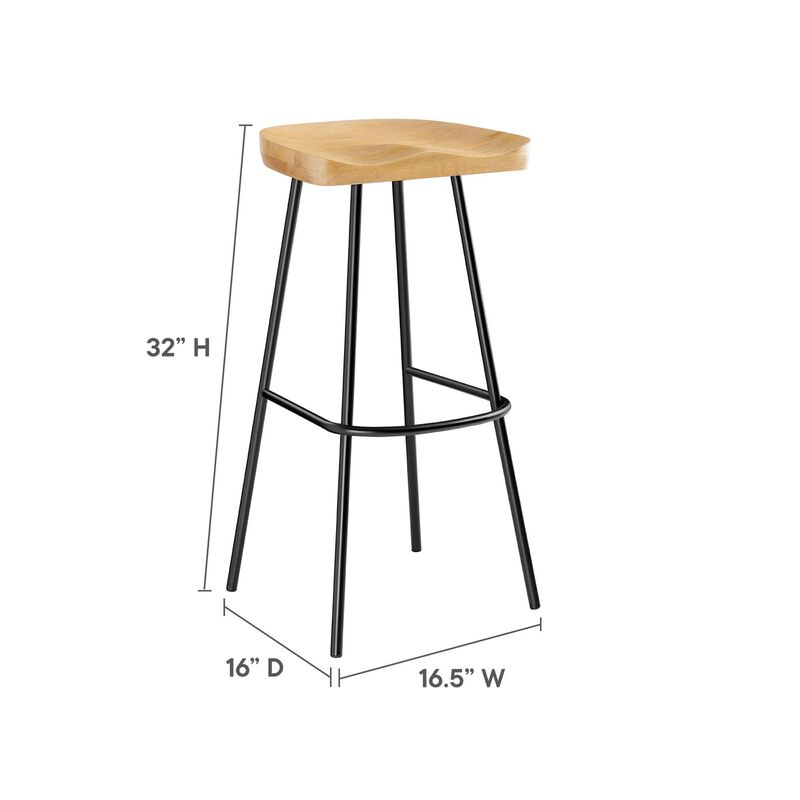 Modway EEI-6742-OAK Concord Backless Wood Bar Stools - Set of 2, Oak image number 2