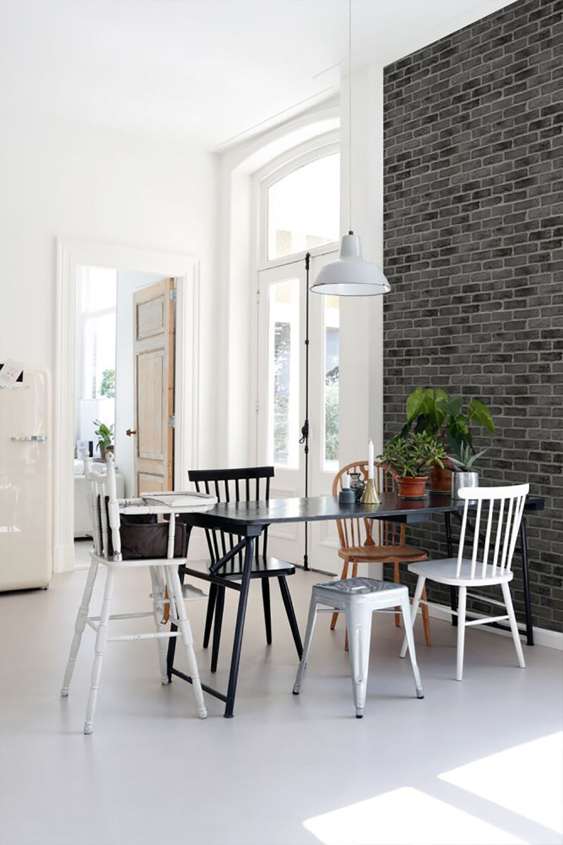 Burnham Black Brick Wall Wallpaper image number 2