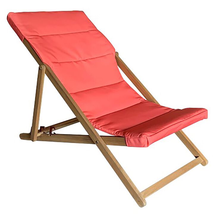 F. Corriveau International - Folding Deck Chair, Acacia Wood Frame