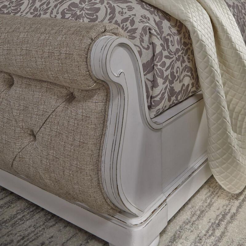 Liberty Furniture Abbey Park Queen Upholstered Sleigh Bed in Antique White image number 5