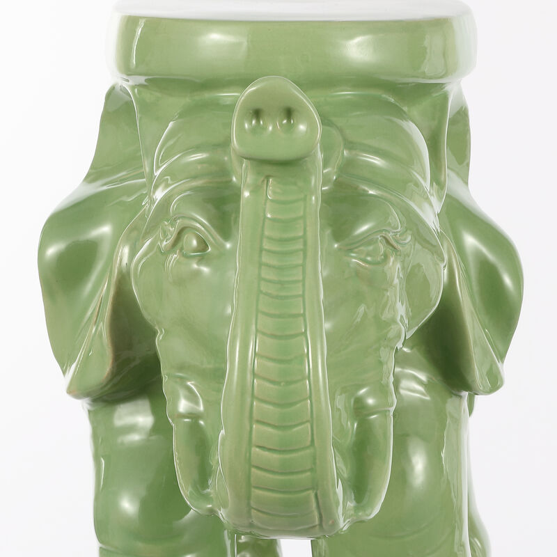 White Elephant Ceramic Garden Stool