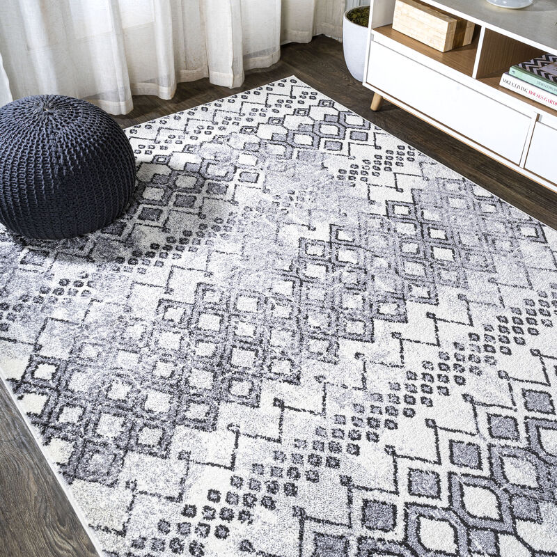 Azmar Moroccan Geometric Distressed Area Rug