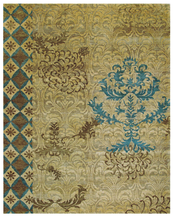 HomeRoots Floral Hand Knotted Area Rug