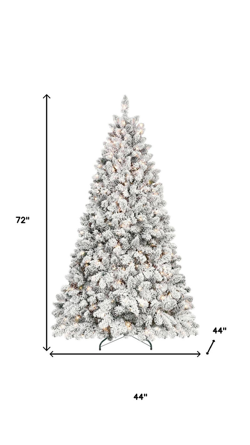 HomeRoots 6' Pre Lit Full Flocked Spruce Christmas Tree image number 3