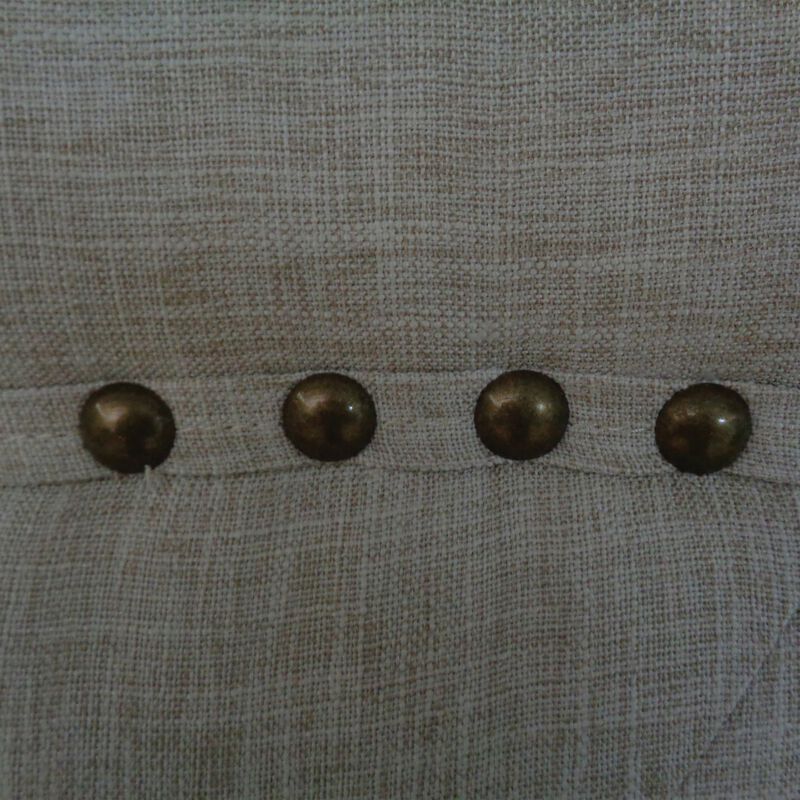 Queen Size Bed, Beige Fabric Upholstered, Camel Back, Button Tufted - Benzara