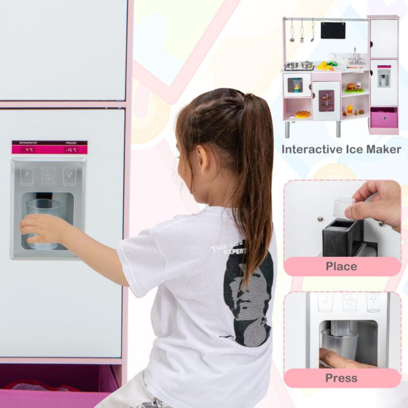 Hivvago 2-in-1 Double-sided Kids Kitchen and Market with Realistic Light and Sound